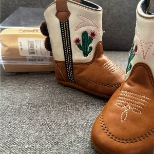 Kids Western Cowboy Boots - Brown and White